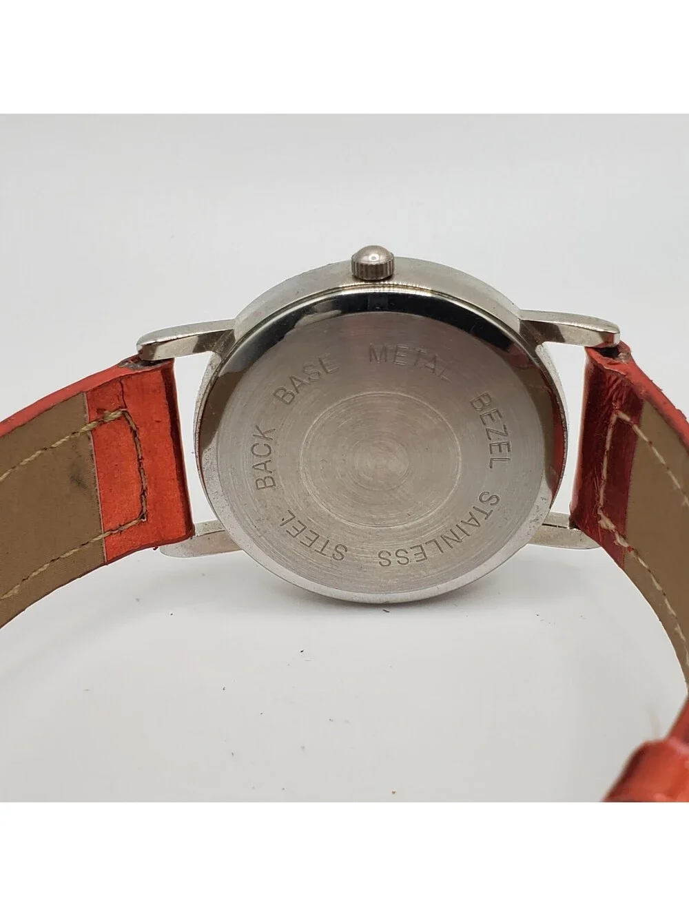 Red Snowflake Quartz Watch Womens 32mm Red Snowflake Band New Battery